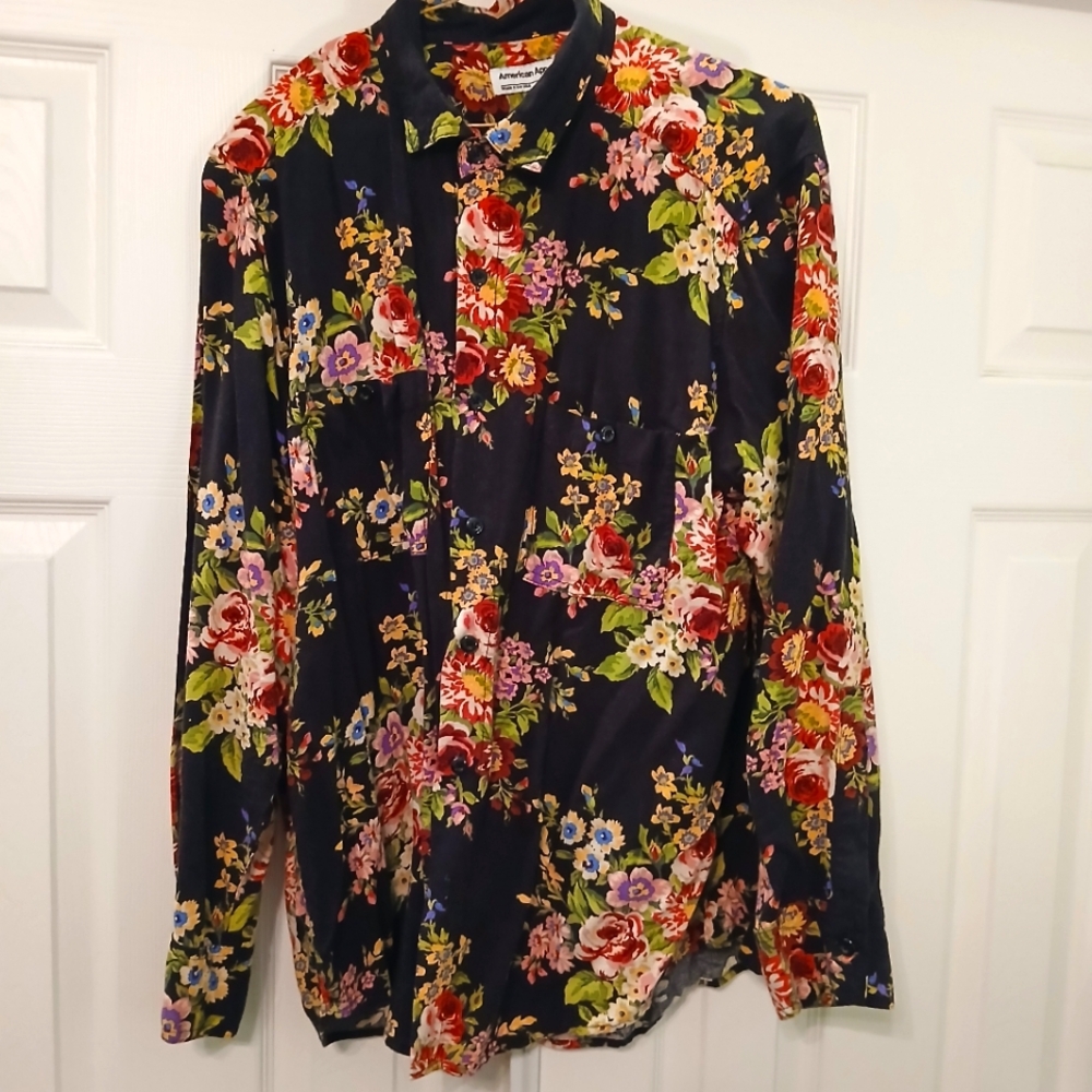 American Apparel Men's Floral Button-down Shirt